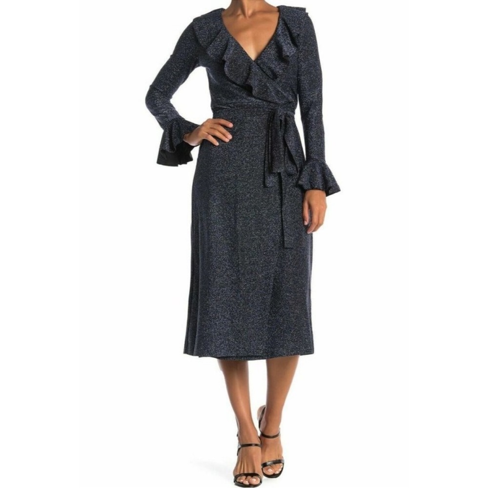 FREE PEOPLE “One More Time” Lurex Wrap Dress